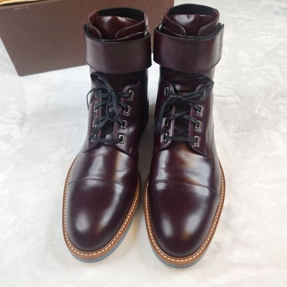Louis Vuitton Men's Dark Whiskey Red Sword Leather Ankle Strap Boot Sz 8.5 - Picture 2 of 16